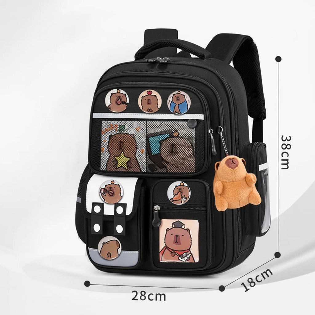 Zaino personalizzato JUPPE in velluto a coste con toppe di animali, con nome personalizzabile, ideale per la scuola. Disponibile in 6 colori e nelle taglie Media e Piccola, adatto a bambini da 1 a 6 anni o da 3 a 15 anni.