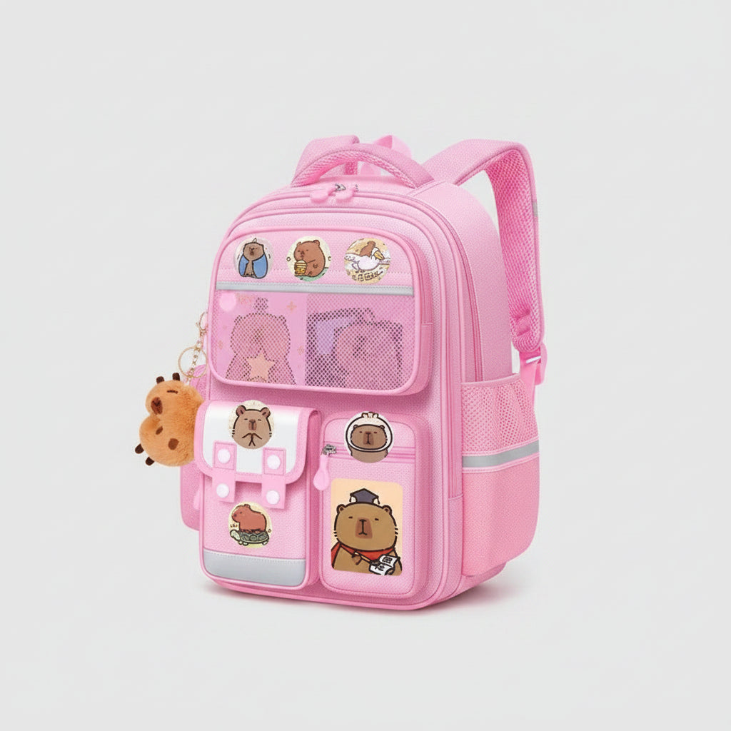Zaino personalizzato JUPPE in velluto a coste con toppe di animali, con nome personalizzabile, ideale per la scuola. Disponibile in 6 colori e nelle taglie Media e Piccola, adatto a bambini da 1 a 6 anni o da 3 a 15 anni.